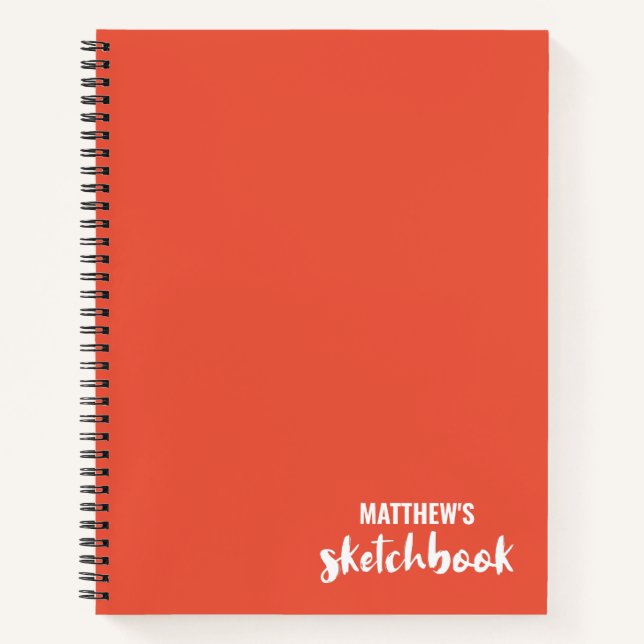 Orange Personalized Sketchbook Your Name  Notebook (Front)