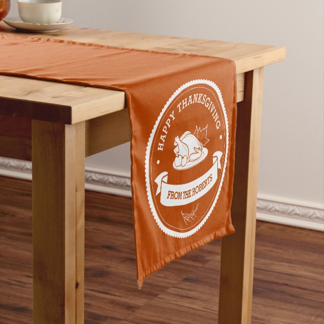 Orange Personalized Thanksgiving Short Table Runner (In Situ)