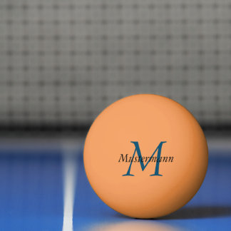 Orange personalized with monogram ping pong ball