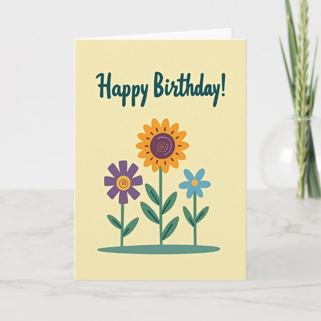 Orange Petal Birthday Card (Front)