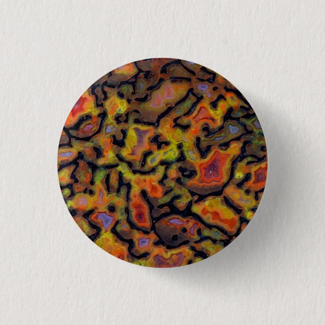 Orange Petrified Dinosaur Bone 1 Inch Round Button (Front)