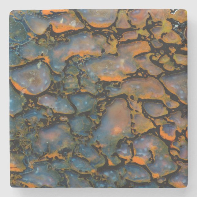 Orange Petrified dinosaur bone Stone Coaster (Front)