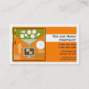 Orange pharmacist simple business cards