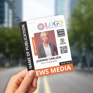 Orange Photo & 3 Logo QR Code Press ID Badge