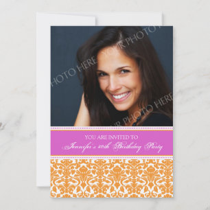 Orange Photo 40th Birthday Party Invitations