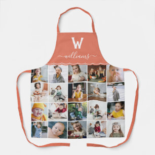 Orange Photo Collage Monogrammed Apron