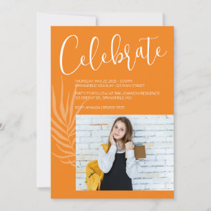 Orange Photo Graduation Invitation