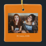 Orange Photo Keepsake Christmas Ceramic Ornament<br><div class="desc">Simple boho orange Bold Funny Minimalist Photo Keepsake Christmas Ceramic Ornament,  a beautiful personalized gift for friends,  family,  couple,  girlfriend,  boyfriend,  coworker,  boss and more.</div>