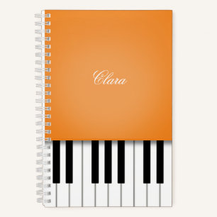 Orange Piano Music Keyboard Personalized Notebook