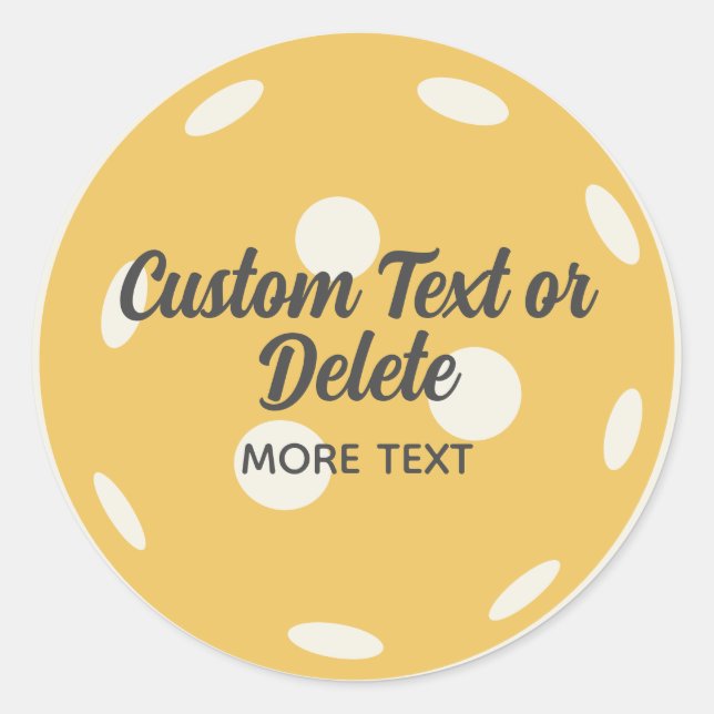 Orange Pickleball Add Your Personalized Text Classic Round Sticker (Front)