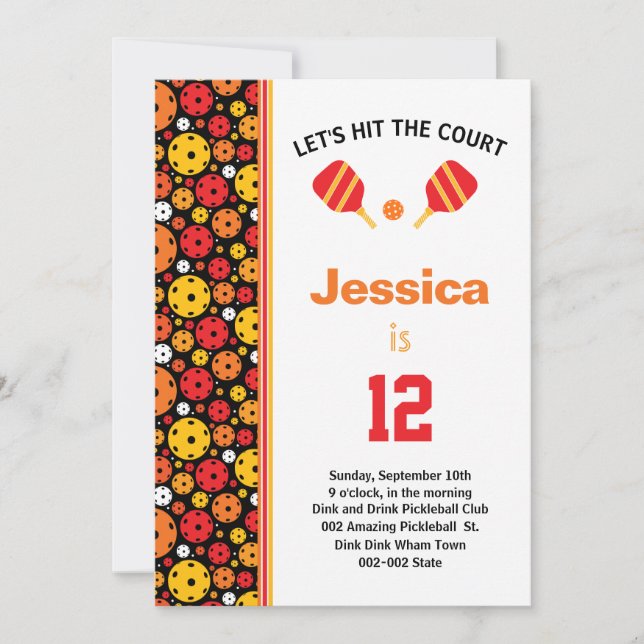 Orange Pickleball B'day + RSVP Invitation (Front)