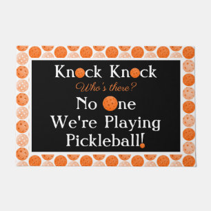 Orange Pickleball Knock Knock Joke Welcome Home Doormat