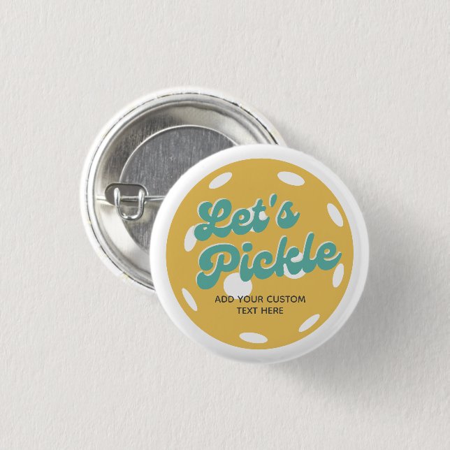 Orange Pickleball Let's Pickle Personalized Text 1 Inch Round Button (Front & Back)