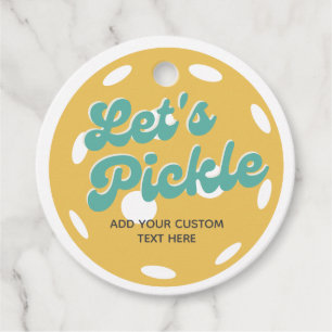 Orange Pickleball Let's Pickle Personalized Text Favour Tags