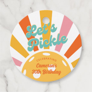Orange Pickleball Let's Pickle Personalized Text Favour Tags