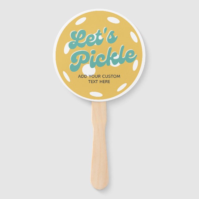 Orange Pickleball Let's Pickle Personalized Text Hand Fan (Front)
