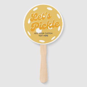 Orange Pickleball Let's Pickle Personalized Text Hand Fan