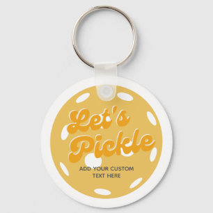 Orange Pickleball Let's Pickle Personalized Text Keychain