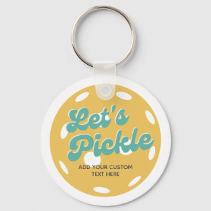 Orange Pickleball Let's Pickle Personalized Text Keychain
