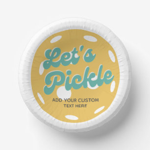 Orange Pickleball Let's Pickle Personalized Text Paper Plate