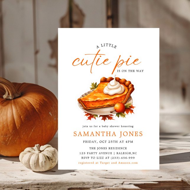 Orange Pie Pumpkin Fall Baby Shower Invitation (Creator Uploaded)