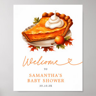 Orange Pie Pumpkin Fall Baby Shower Welcome Sign
