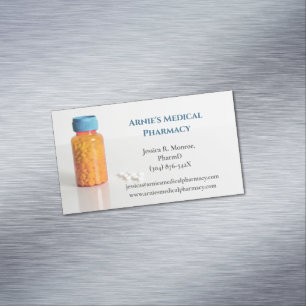 Orange Pill Bottle Pharmacist Pharmacy Magnetic Business Card