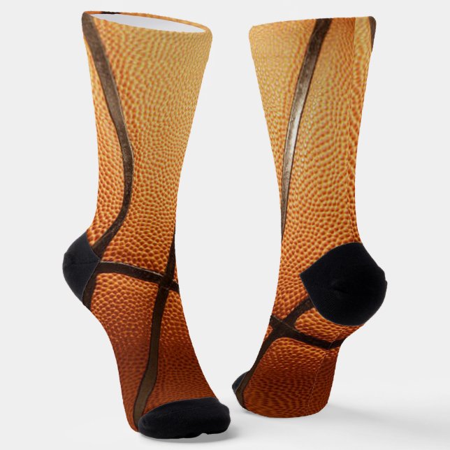 Orange Pimply Basketball, Full Print Crew Socks (Angled)