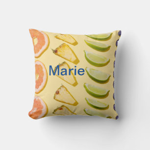 Orange pineapple blue berry lemon add name photo t throw pillow
