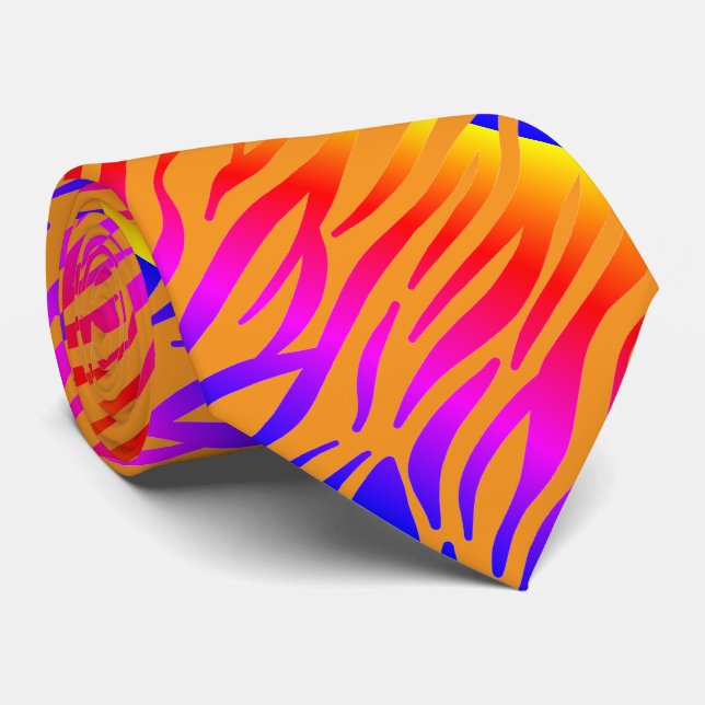 Orange Pink Abstract Zebra Stripes Patterns Gift Tie (Rolled)