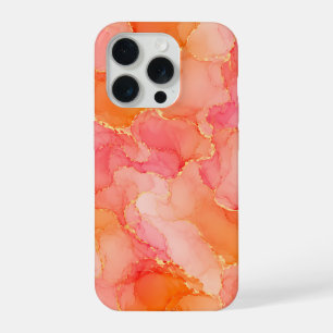 Orange Pink Alcohol Ink Pattern iPhone 15 Pro Case