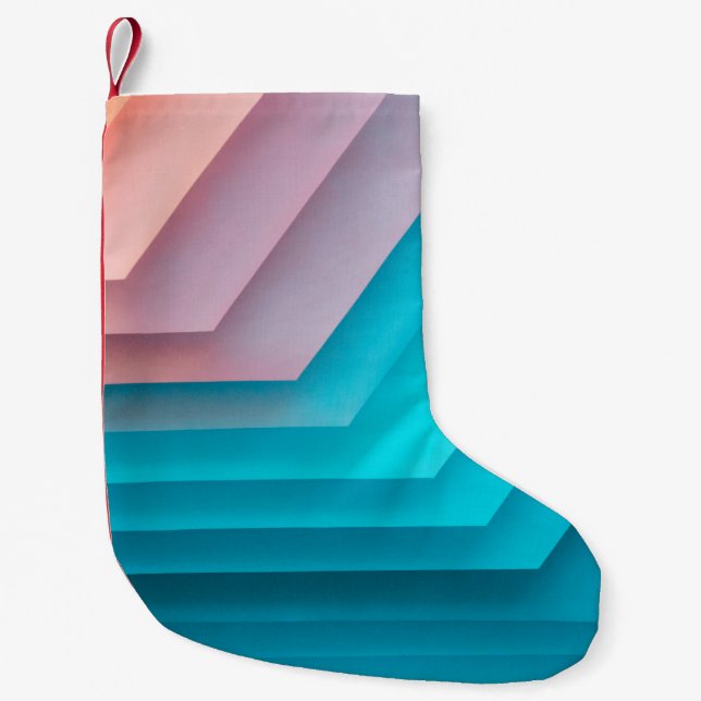 Orange, pink, and teal illustration small christmas stocking (Front)