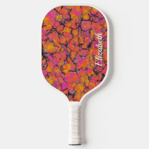 Orange, Pink, and Yellow Textured Design Pickleball Paddle