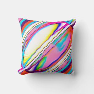 Orange Pink Aqua Yellow Blue Diagonal Design Throw Pillow