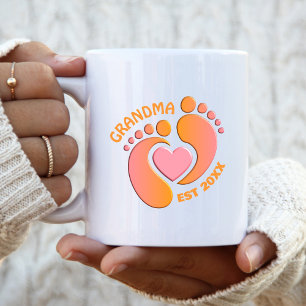 Orange Pink Baby Feet Mug for Grandma