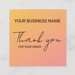 Orange Pink Business Thank You Square Business Card