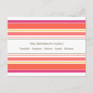 Orange & Pink Candy Stripes Family Postcard