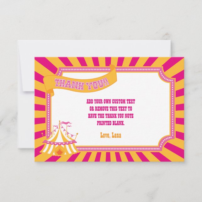 Orange & Pink Carnival Thank You Cards (Front)