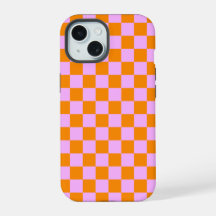 Orange + Pink Check Chequered Chequerboard Pattern