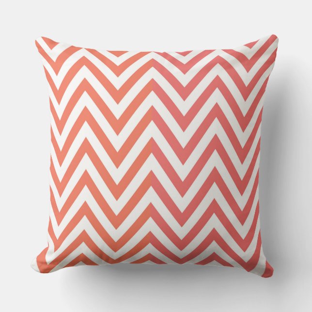 Orange Pink Chevron/ Stripe Throw Pillow (Front)