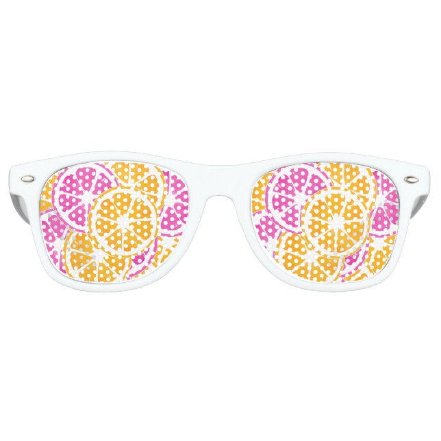 Orange Pink Citrus Slices   Retro Sunglasses (Front)