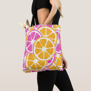 Orange Pink Citrus Slices Tote Bag