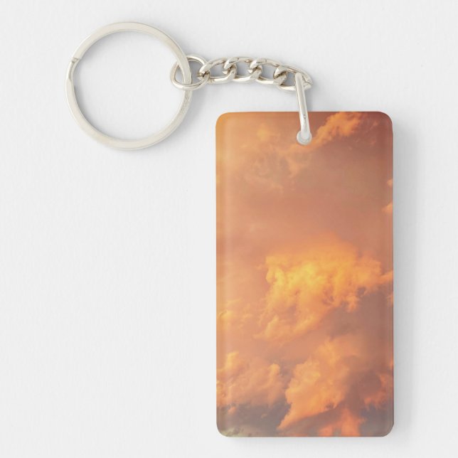 Orange Pink Clouds Cloudscape Keychain (Front)