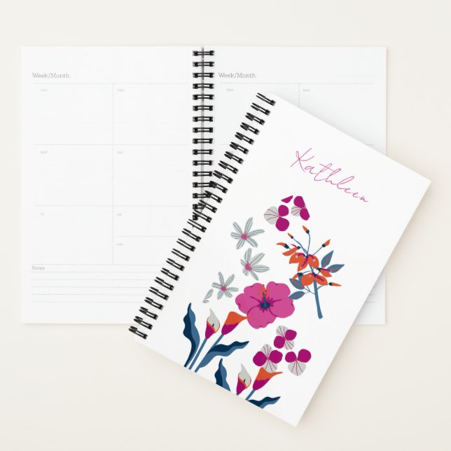 Orange Pink Custom Name Stylish Planner (Display)