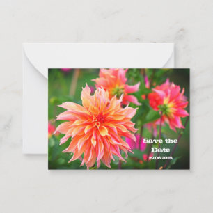 Orange & Pink Dahlia Save the Date Birthday Invite