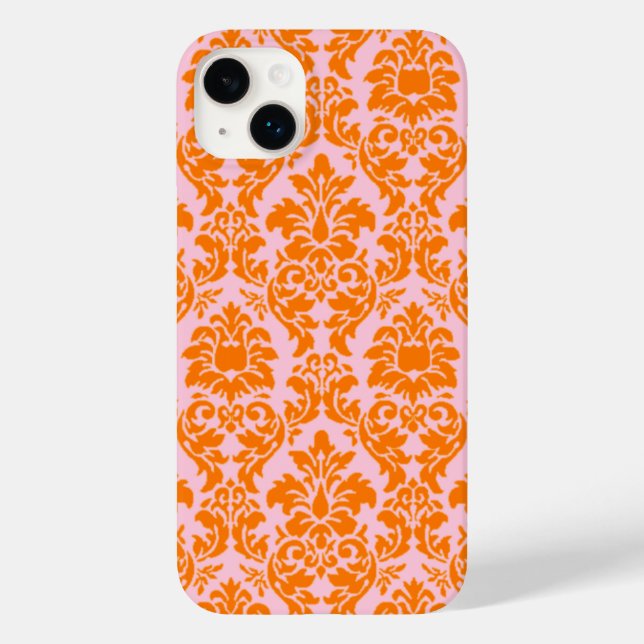 Orange & Pink Damask Case-Mate iPhone Case (Back)