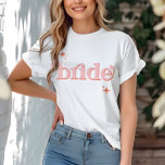 Orange PINK Disco Bride Bridal Party hen DO Shirt<br><div class="desc">Step back in time with our Retro Disco Ball Bridal Shower Invitations & Decor collection. Immerse yourself in the nostalgia of the 70s with muted beige and grey arches, enhanced by groovy silver glitter fonts. The iconic retro disco ball takes centre stage, evoking an era of disco glamour, all while...</div>