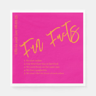 Orange Pink Engagement Party Fun facts Wedding  Napkin