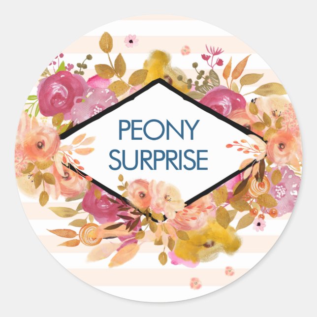 Orange & Pink Floral Bouquet Candle/Soap Classic Round Sticker (Front)