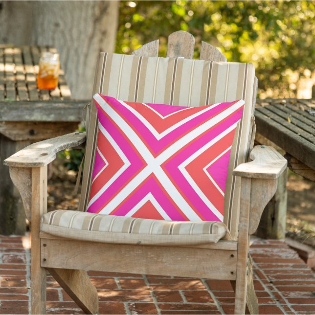 Orange Pink Geometric 2  Outdoor Pillow (Chair)